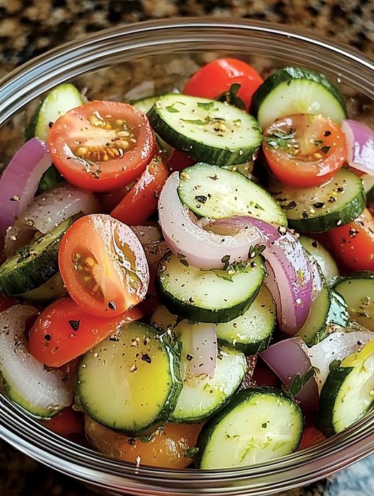 Marinated Cucumbers, Onions, and Tomatoes