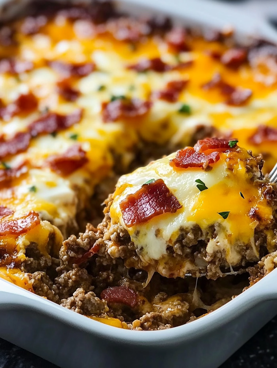 Low-Carb Bacon Cheeseburger Casserole