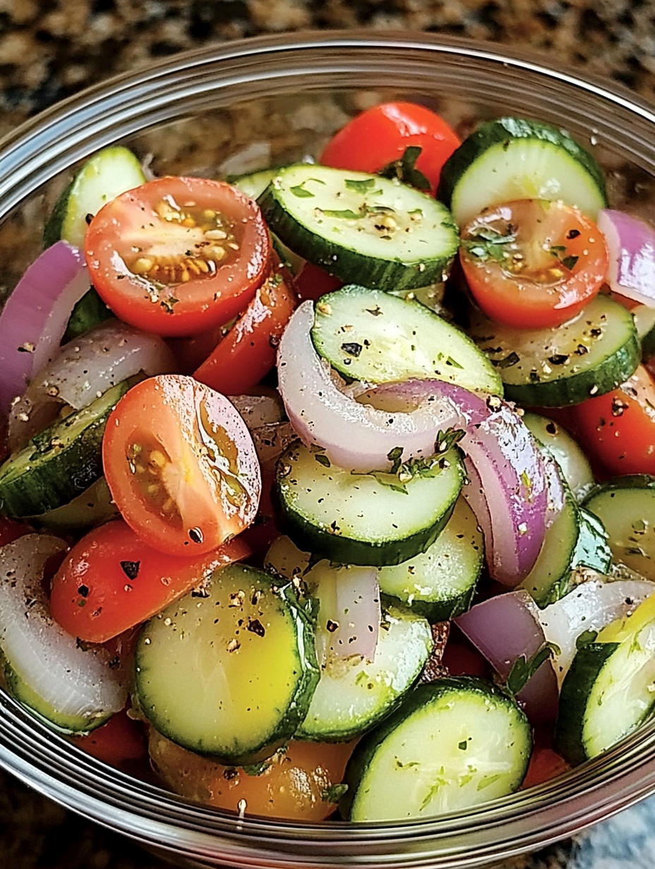 MARINATED CUCUMBERS, ONIONS, AND TOMATOES