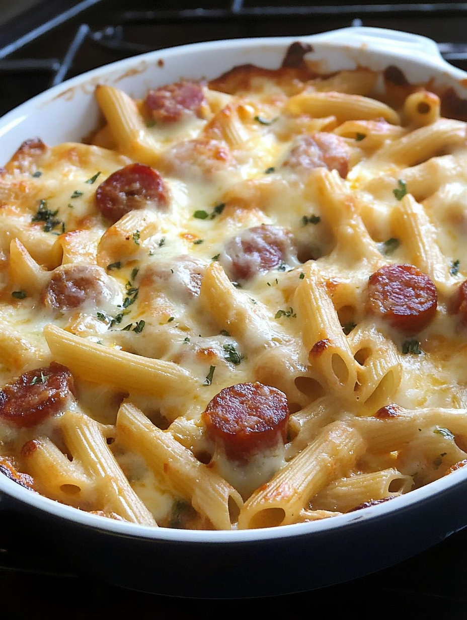 Spicy Smoked Sausage Alfredo Bake