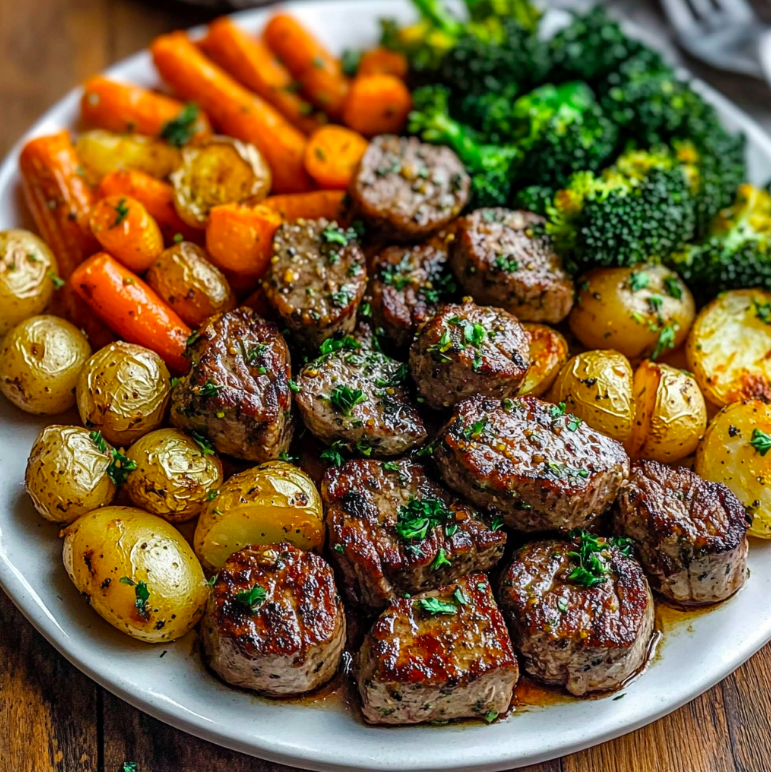 Garlic Herb Steak Bites with Roasted Vegetables: A Flavor-Packed One-Pan Meal