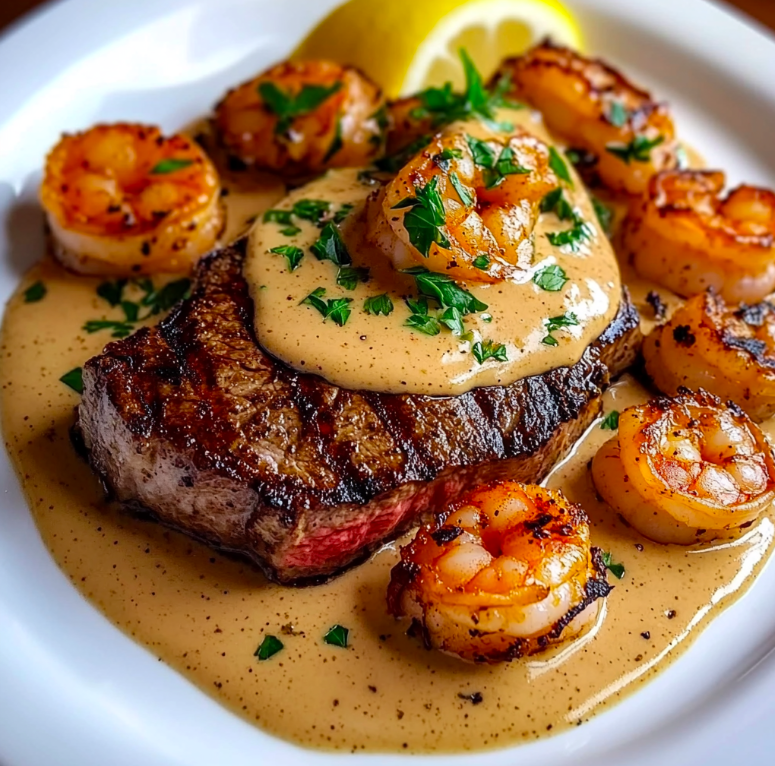 Steak in Creamy Cajun Shrimp Sauce (Surf and Turf): A Decadent Treat for Any Occasion