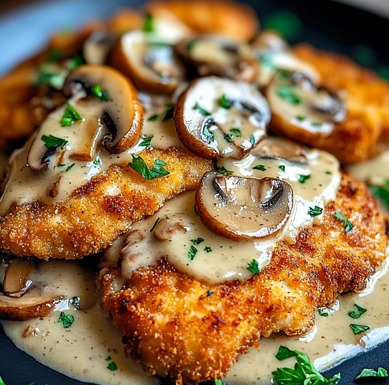 Golden Crispy Chicken with Parmesan Mushroom Sauce: A Comfort Food Favorite