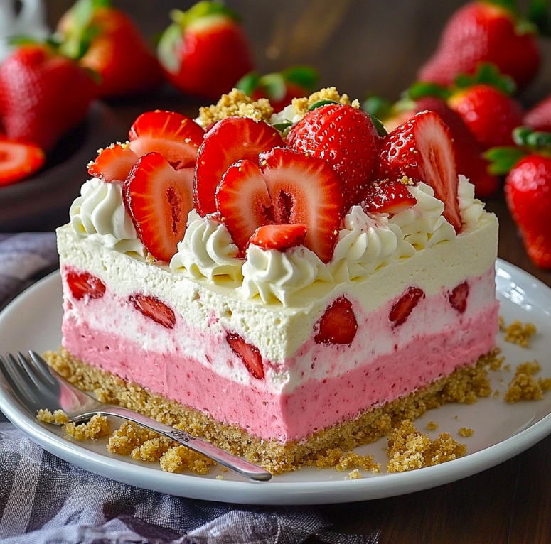 No-Bake Strawberry Crunch Cake: A Refreshing Summer Dessert