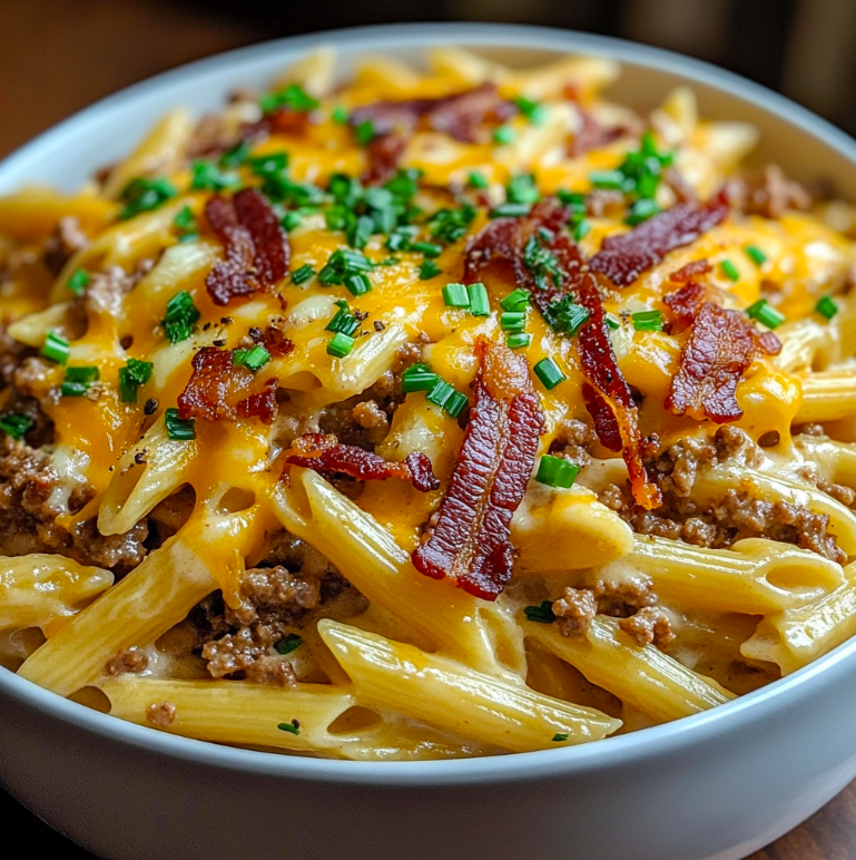 Creamy Bacon Cheeseburger Pasta: A Cheesy, One-Pan Comfort Food Delight