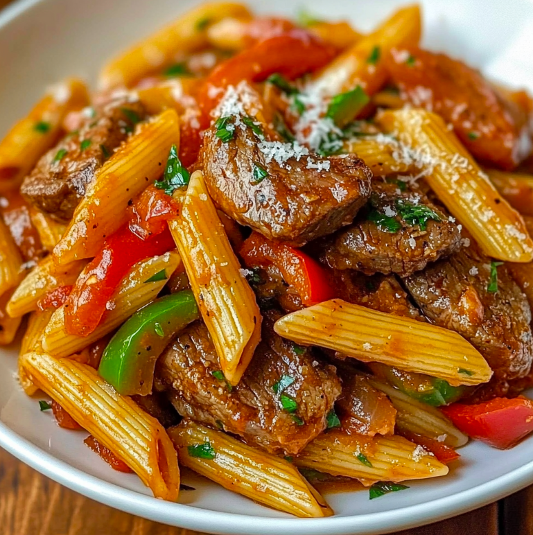 Pepper Steak Pasta Delight: A Fusion of Comfort and Flavor