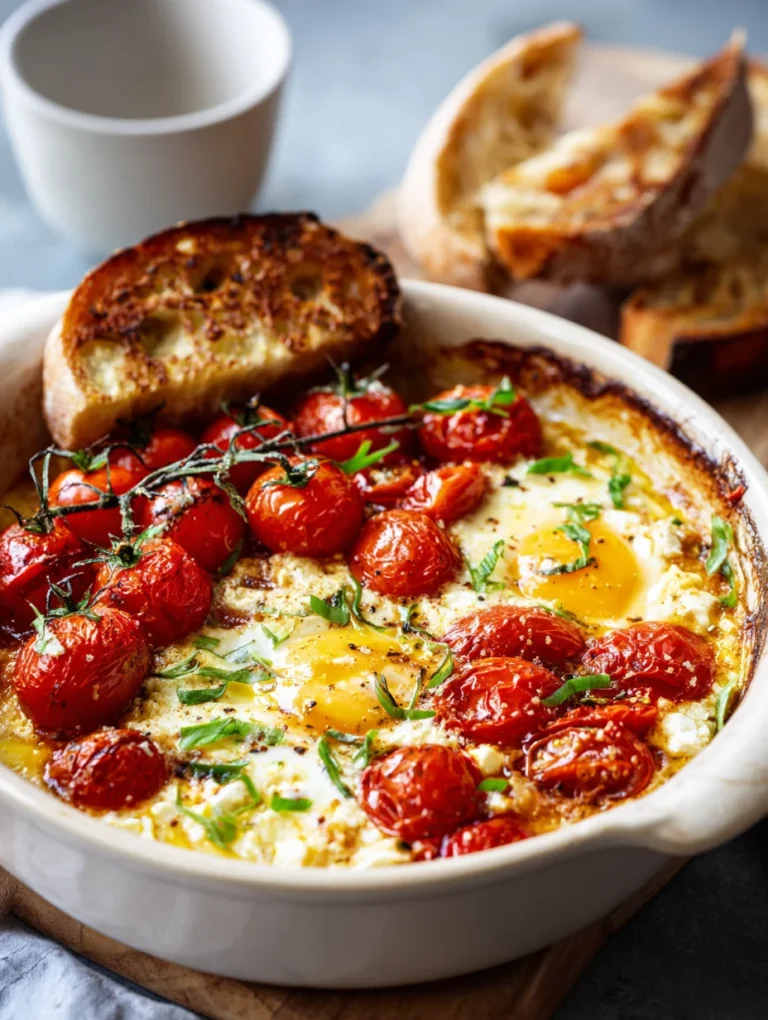 This mediterranean baked feta eggs: a savory delight for any meal is a simple breakfast recipe made with everyday ingredients. Perfect for busy days and family meals.
