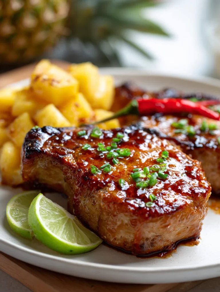 This easy hawaiian pork chops with pineapple glaze a tropical delight is a simple dinner recipe made with everyday ingredients. Perfect for busy days and family meals.