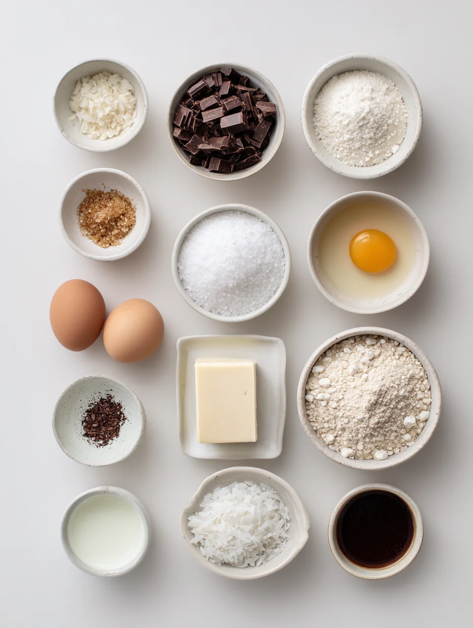 Ingredients for Samoa Sensation Bars Recipe: A Layered Delight of Coconut, Caramel, and Chocolate