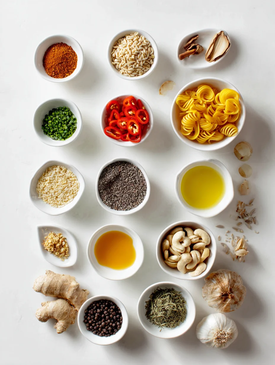 Ingredients for Jamaican Rasta Pasta is a vibrant and flavorful dish that be