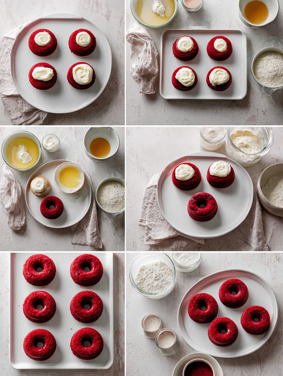 Step by step instructions for Red Velvet Cheesecake Donuts: A Decadent Delight