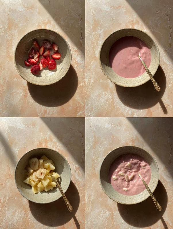 Step by step instructions for Strawberry Pineapple Smoothie Recipe