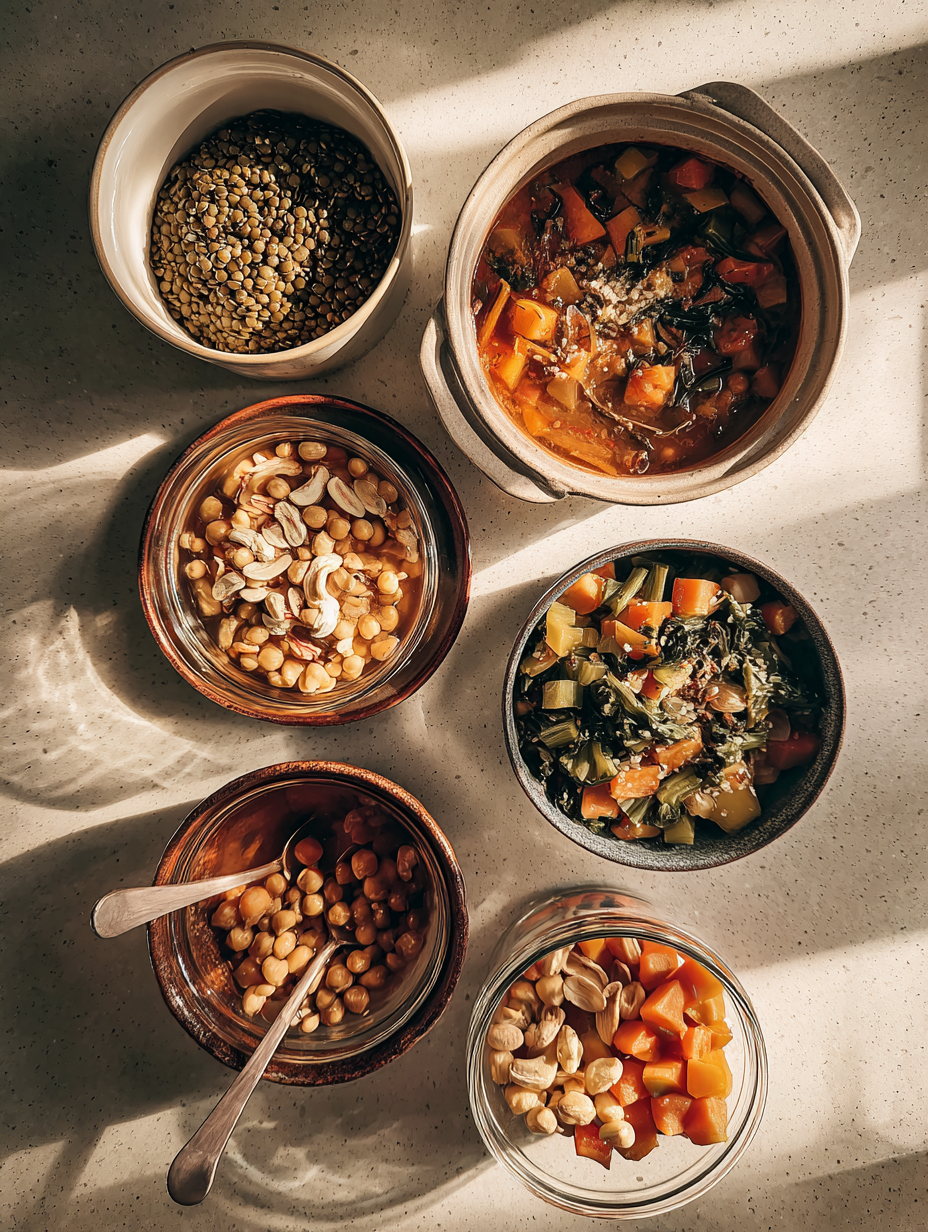 Ingredients for Protein-Rich Lentil  Veggie Stew