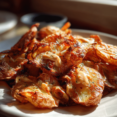 Smashed Potatoes with Garlic Aioli Recipe Crispy Appetizer