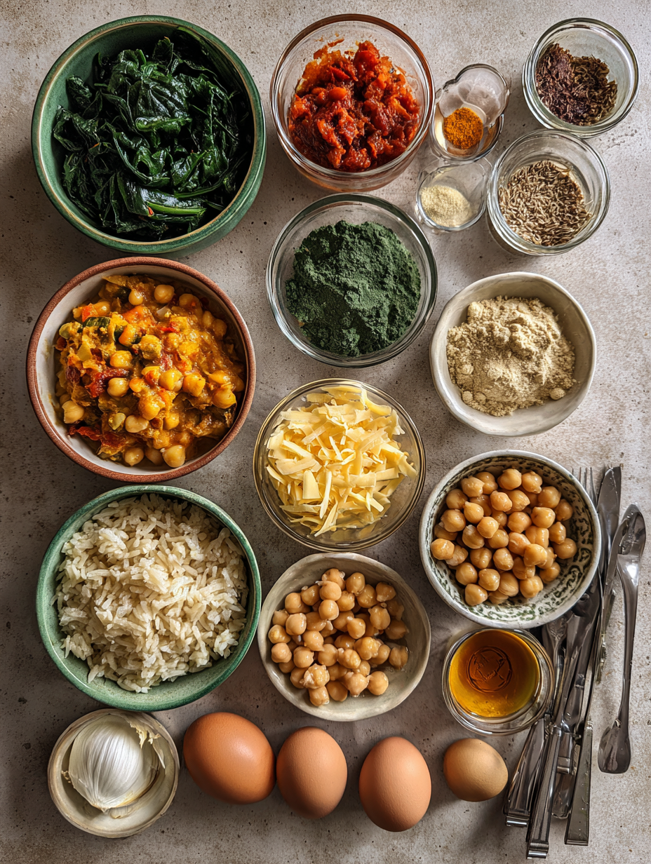Ingredients for Healthy Chickpea  Spinach Curry