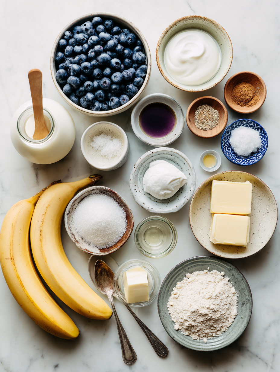 Ingredients for Blueberry Banana Smoothie Recipe