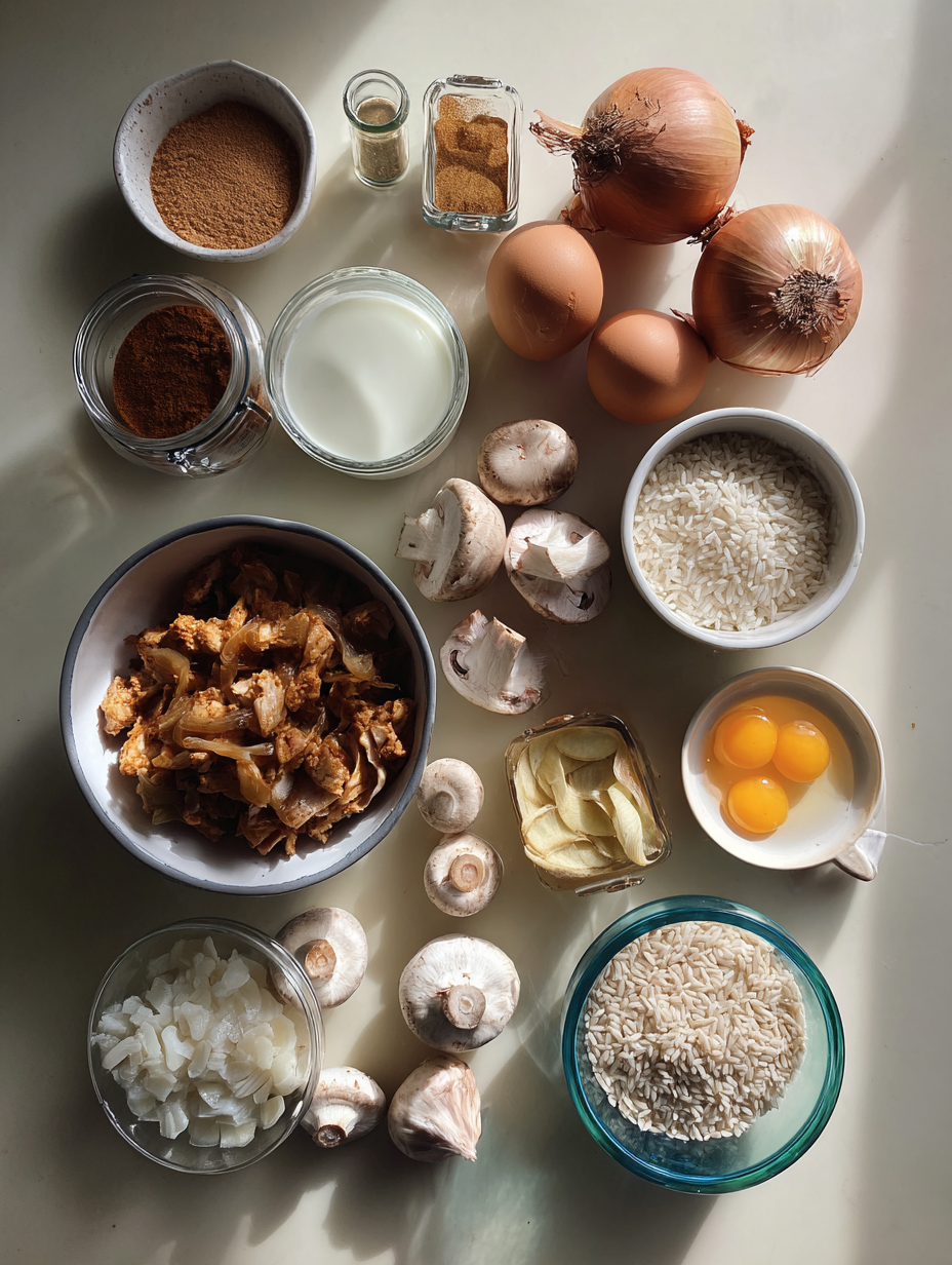 Ingredients for French Onion Chicken Rice Bake  Comforting Weeknight Meal