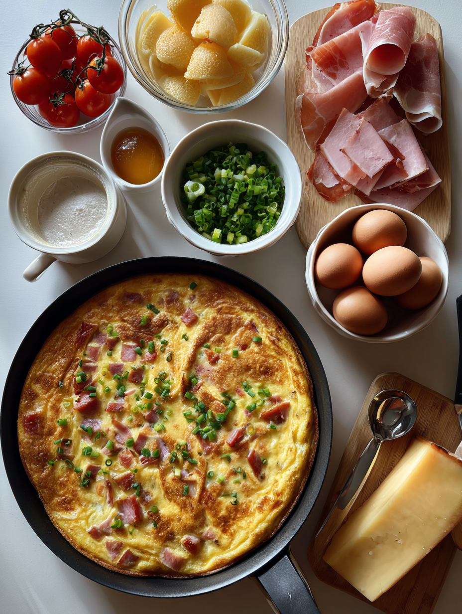 Ingredients for Delicious Turkey Ham  Cheese Frittata