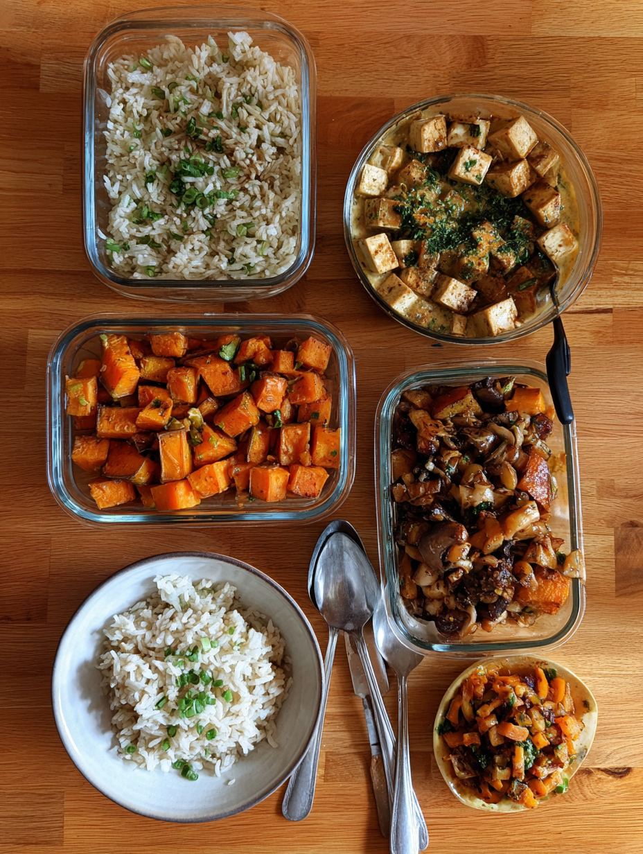 Ingredients for Nutritious Tofu  Sweet Potato Meal Prep