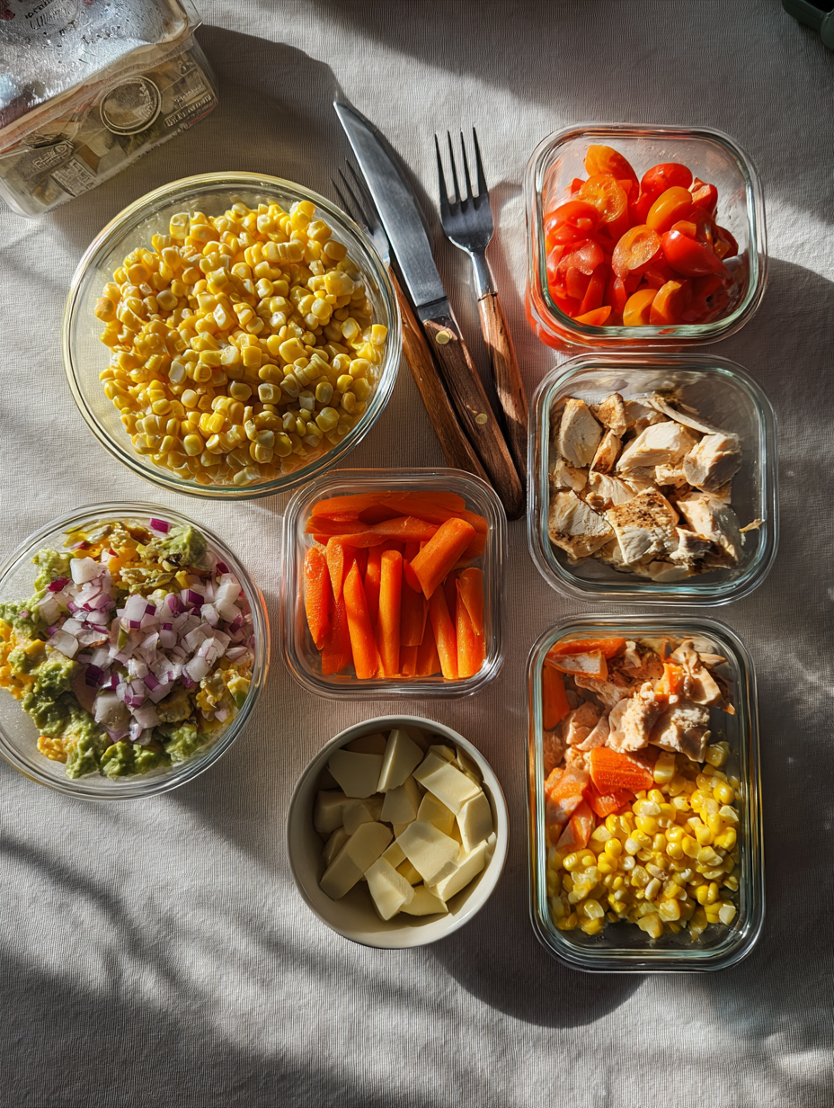 Ingredients for Street Corn Chicken Bowls  38g Protein  Meal Prep Ready