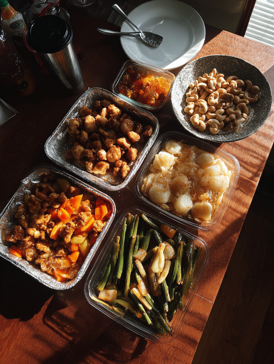 Ingredients for Savory Sheet Pan Cashew Chicken High Protein with Meal Prep