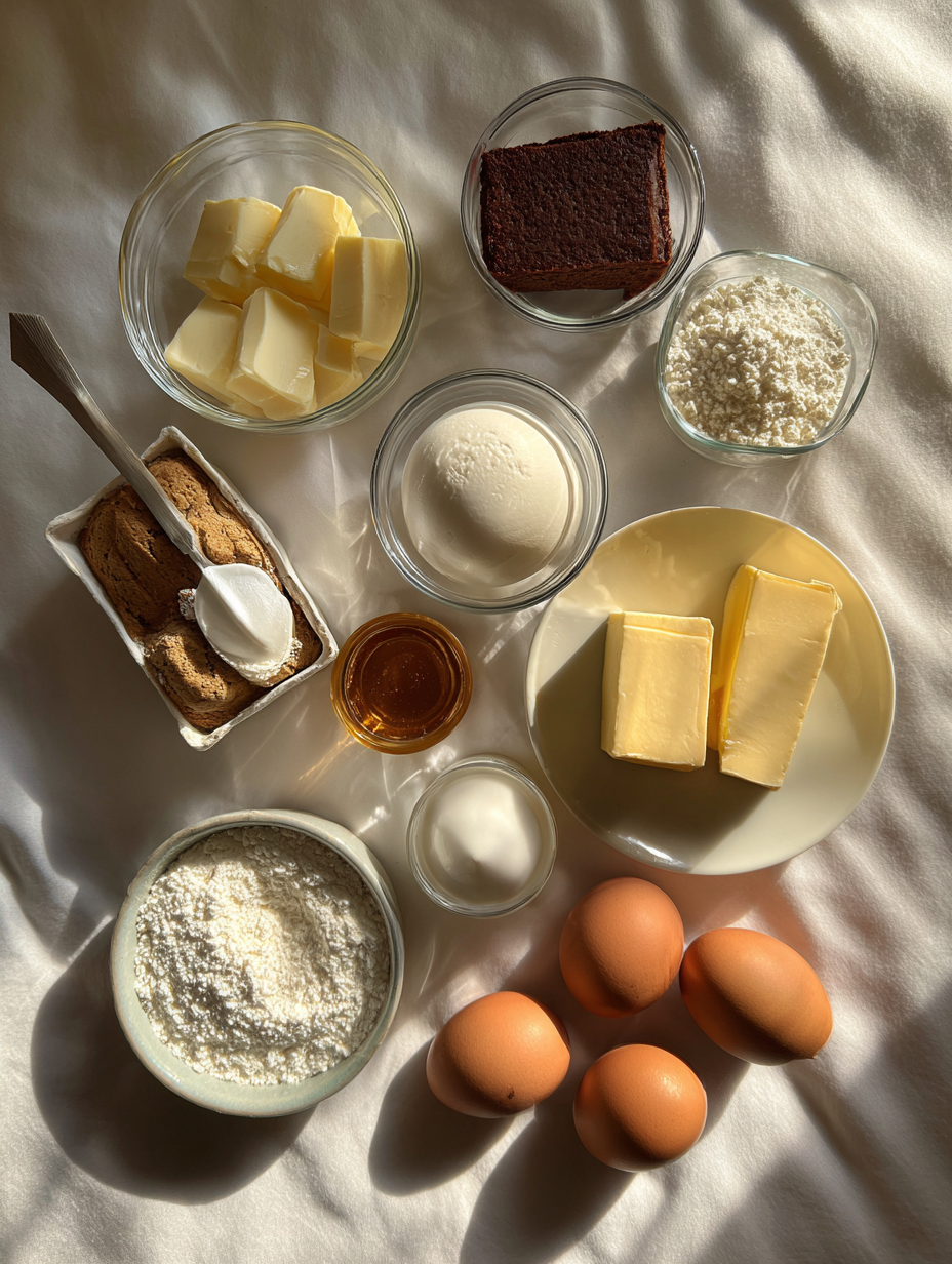 Ingredients for High-Protein Cottage Cheese Brownies  Guilt-Free Treat
