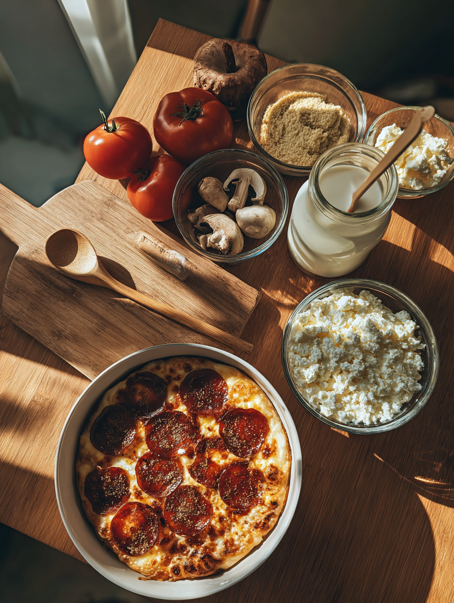 Ingredients for Cottage Cheese Pizza Bowl  30g Protein in Under 5 Minutes
