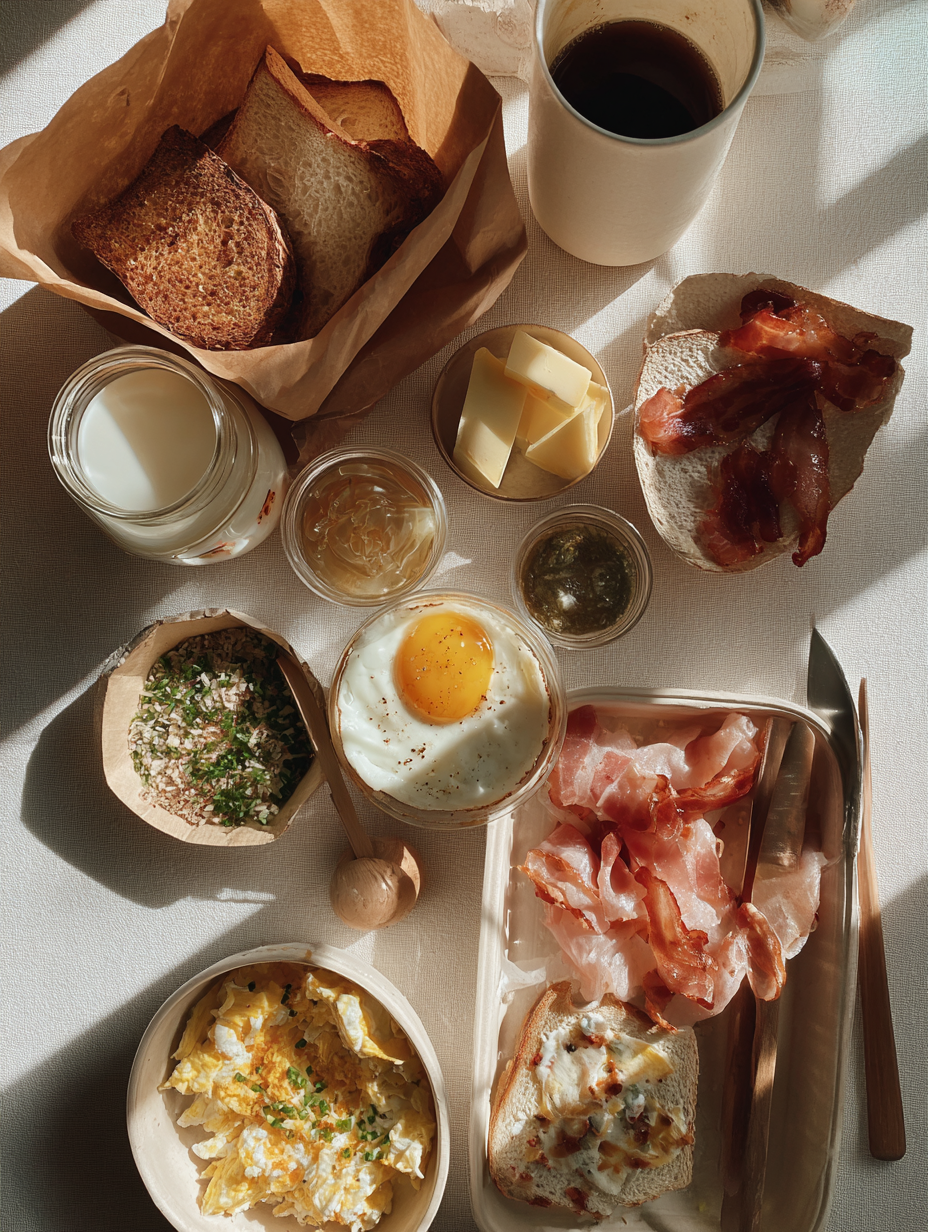 Ingredients for Hamptons Egg Cheese Biscuit Recipe Viral Sandwich