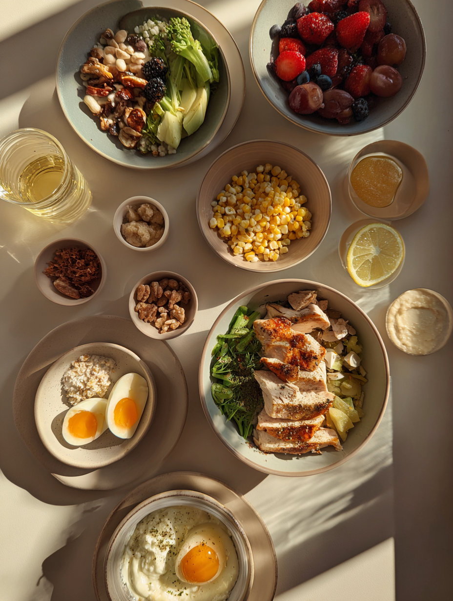 Ingredients for High Protein Chicken Street Corn Salad  Fresh  Creamy
