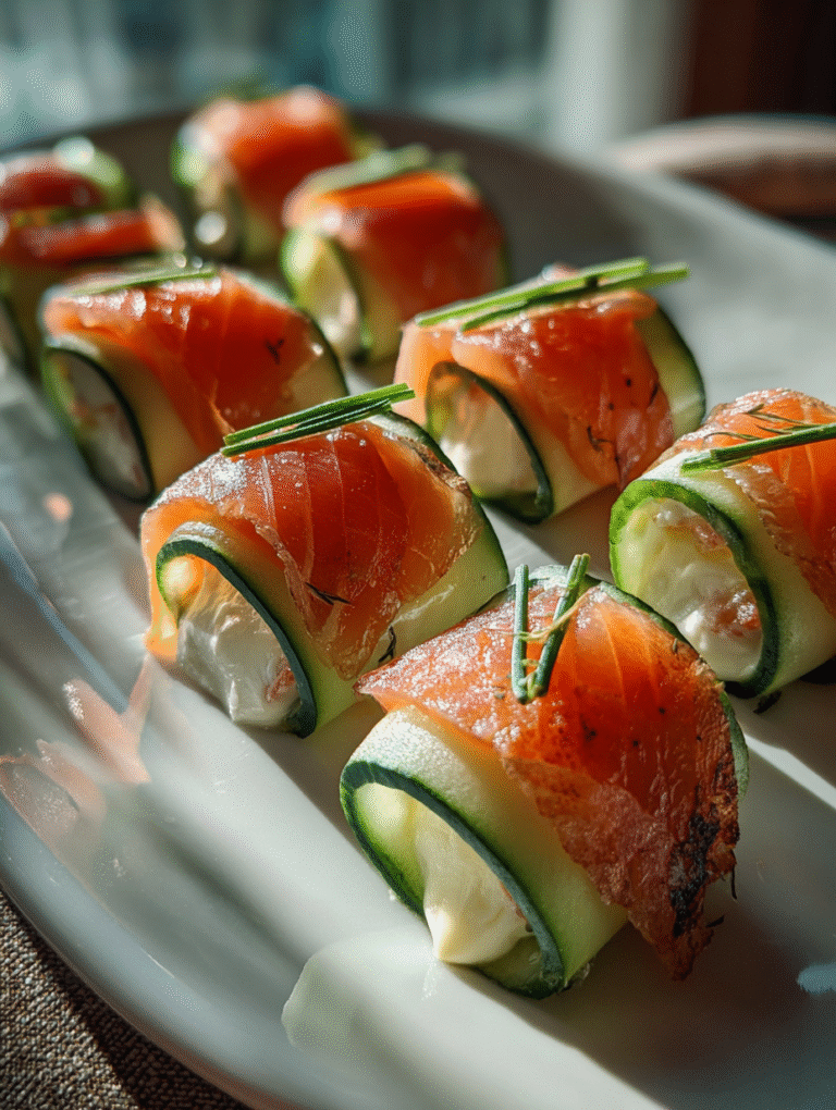 Smoked Salmon Cucumber Rolls Recipe No Bake Appetizer