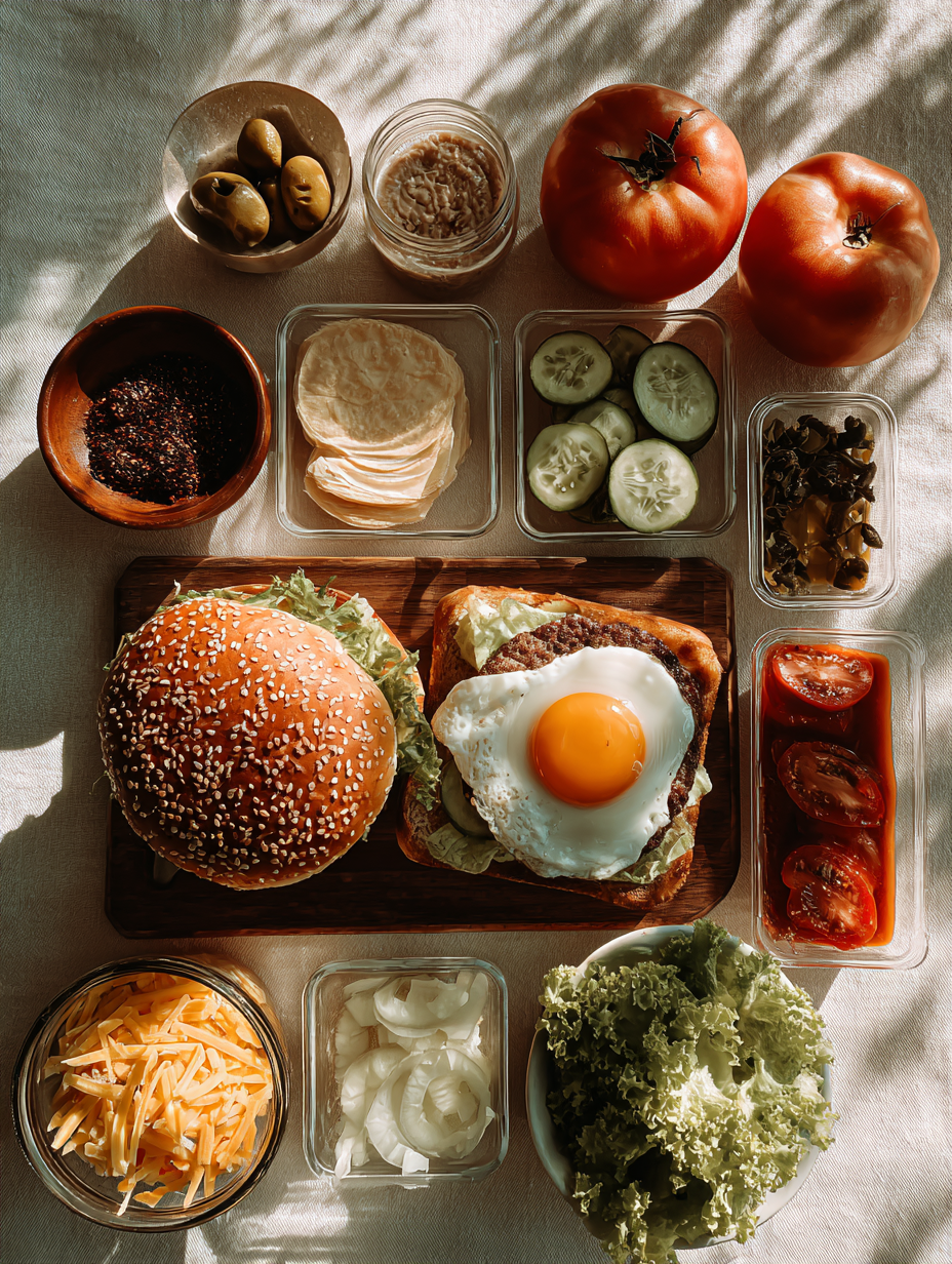 Ingredients for Smash Burger Bowl  Low-Carb High Protein Delight