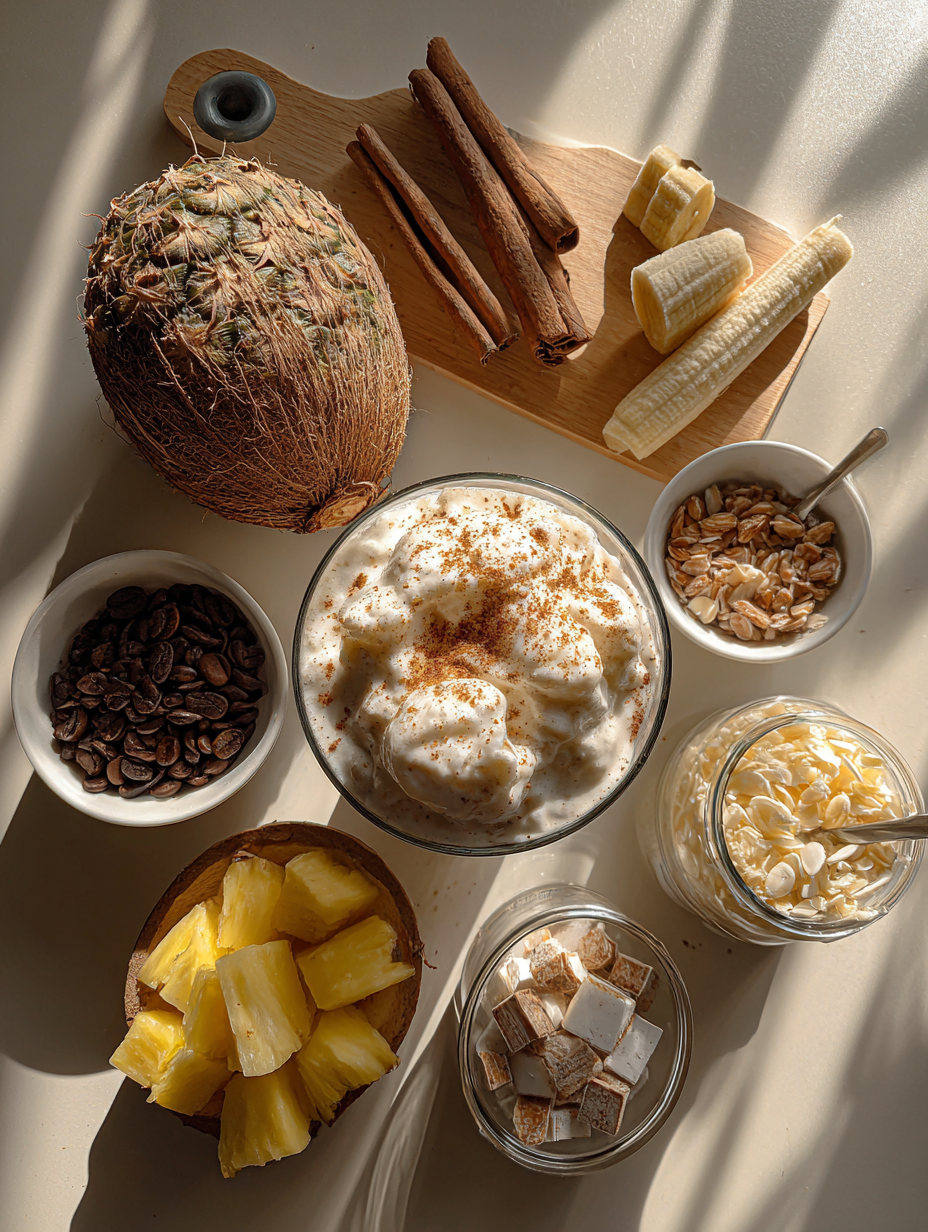 Ingredients for Coconut Cream Dirty Soda Recipe Tropical Fizzy Drink