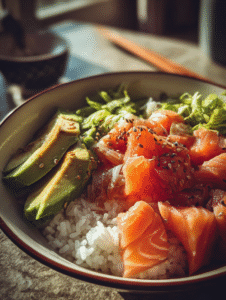 Healthy Salmon  Avocado Bowls