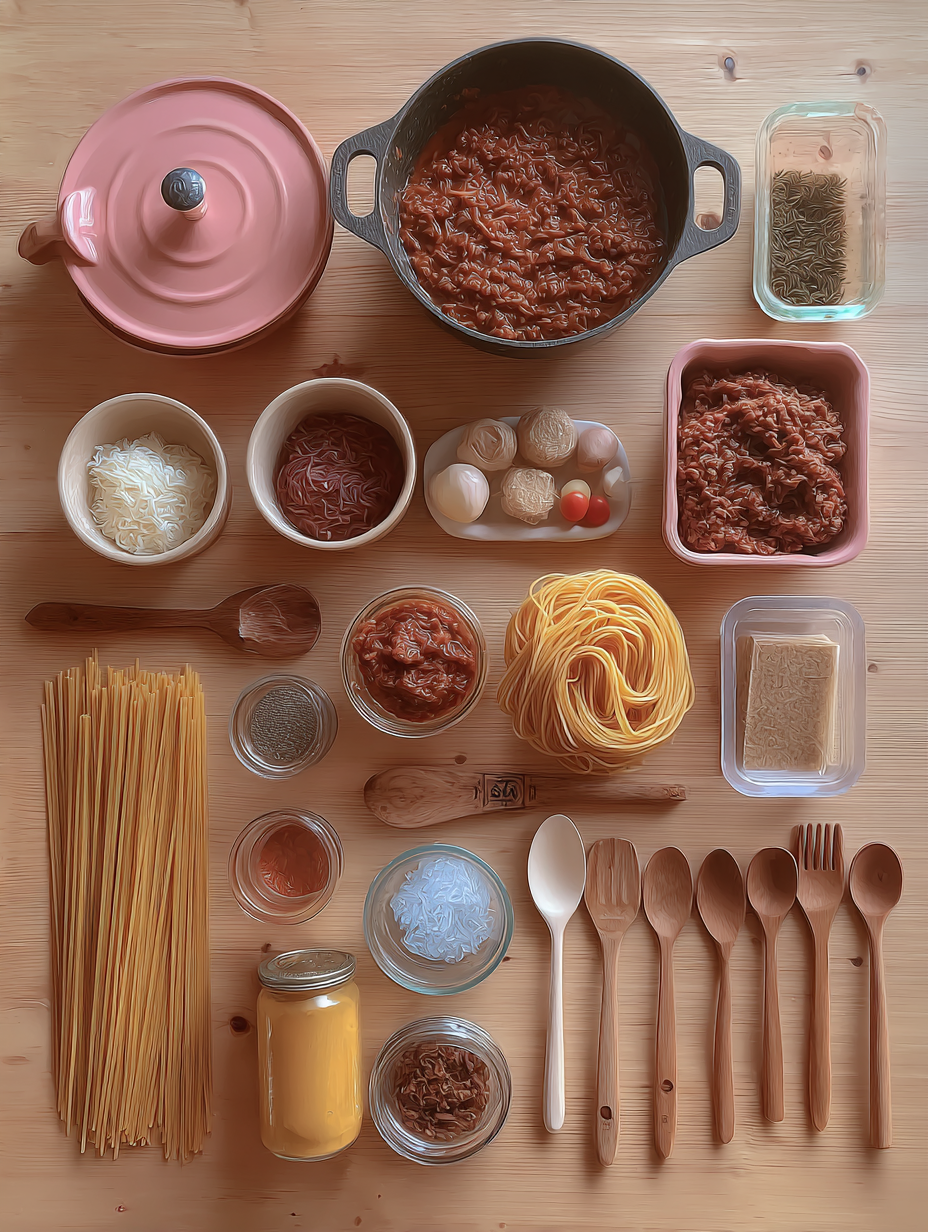 Ingredients for Rich One-Pot Spaghetti Meat Sauce