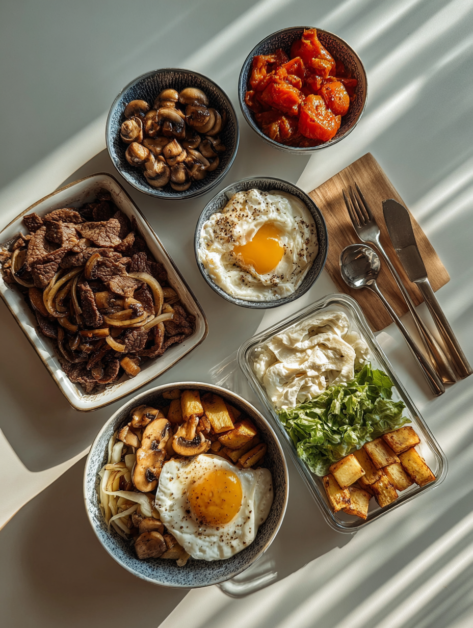 Ingredients for Philly Cheesesteak Bowls  Low Carb  Ready in 30 Minutes