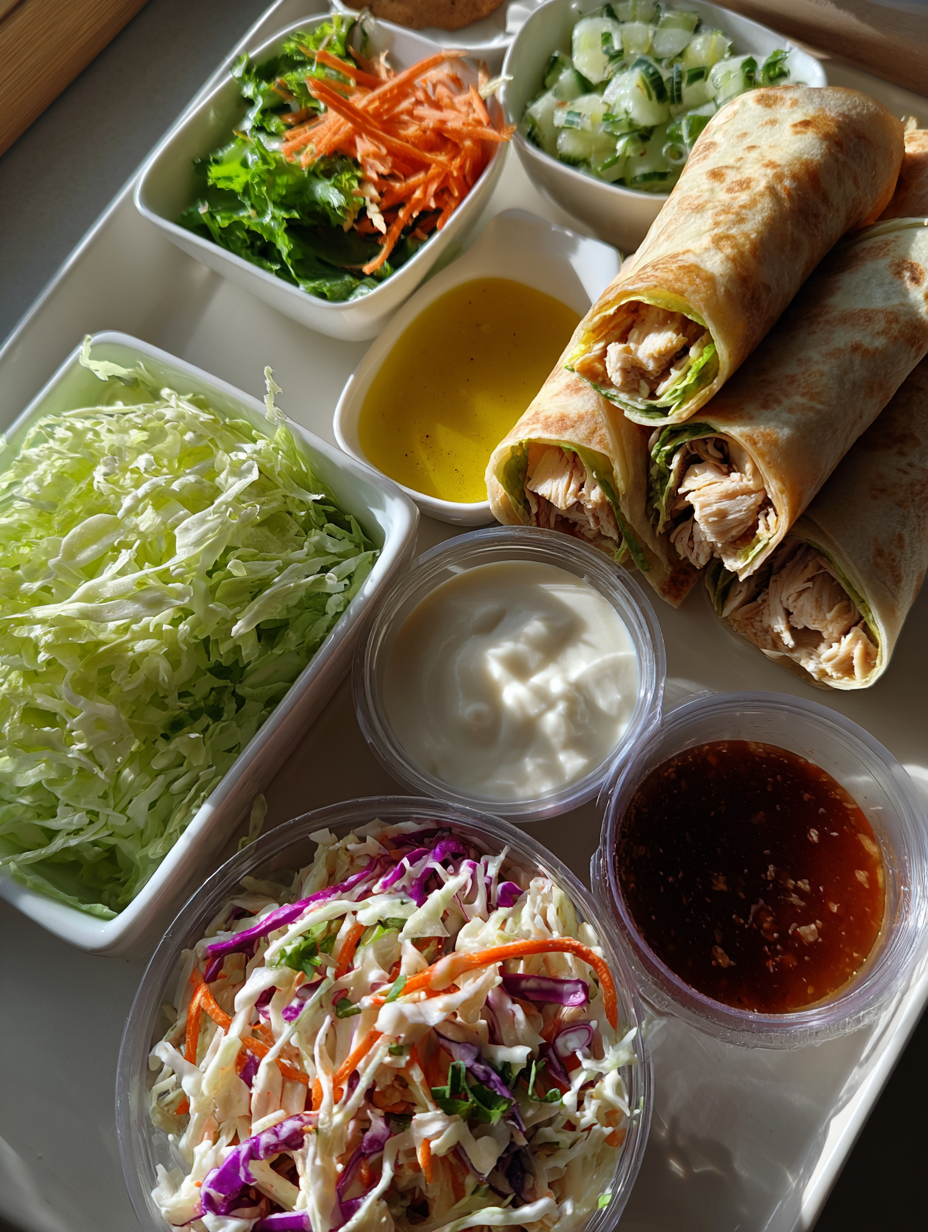 Ingredients for Thai Chicken Wraps Crispy Slaw Flavor Packed