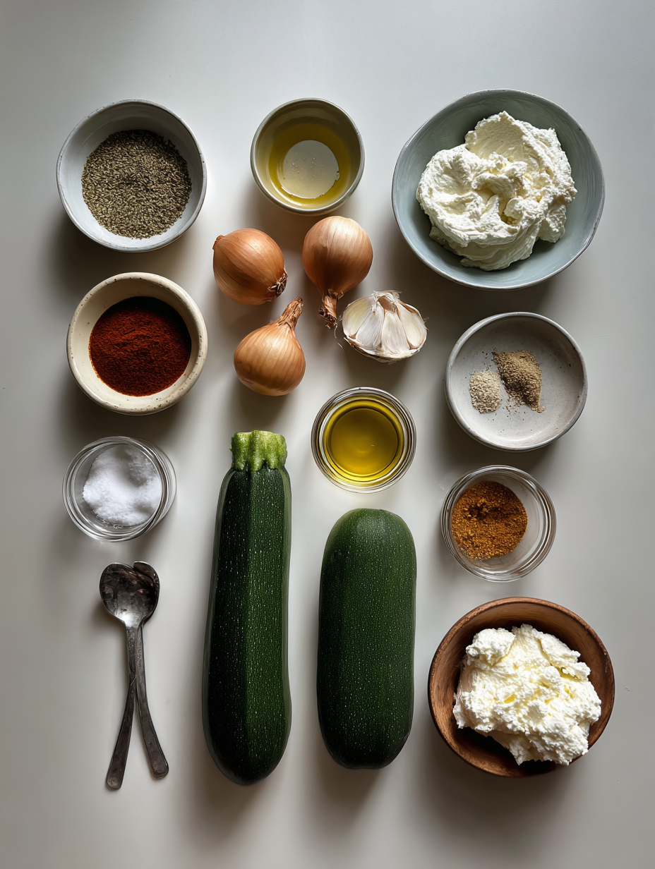 Ingredients for Zaatar Zucchini Labneh Dinner Recipe Middle Eastern