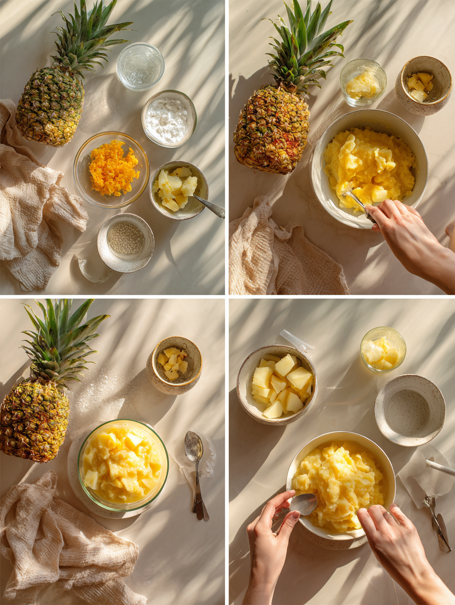 Step by step instructions for Tropical Pineapple Coconut Smoothie Recipe