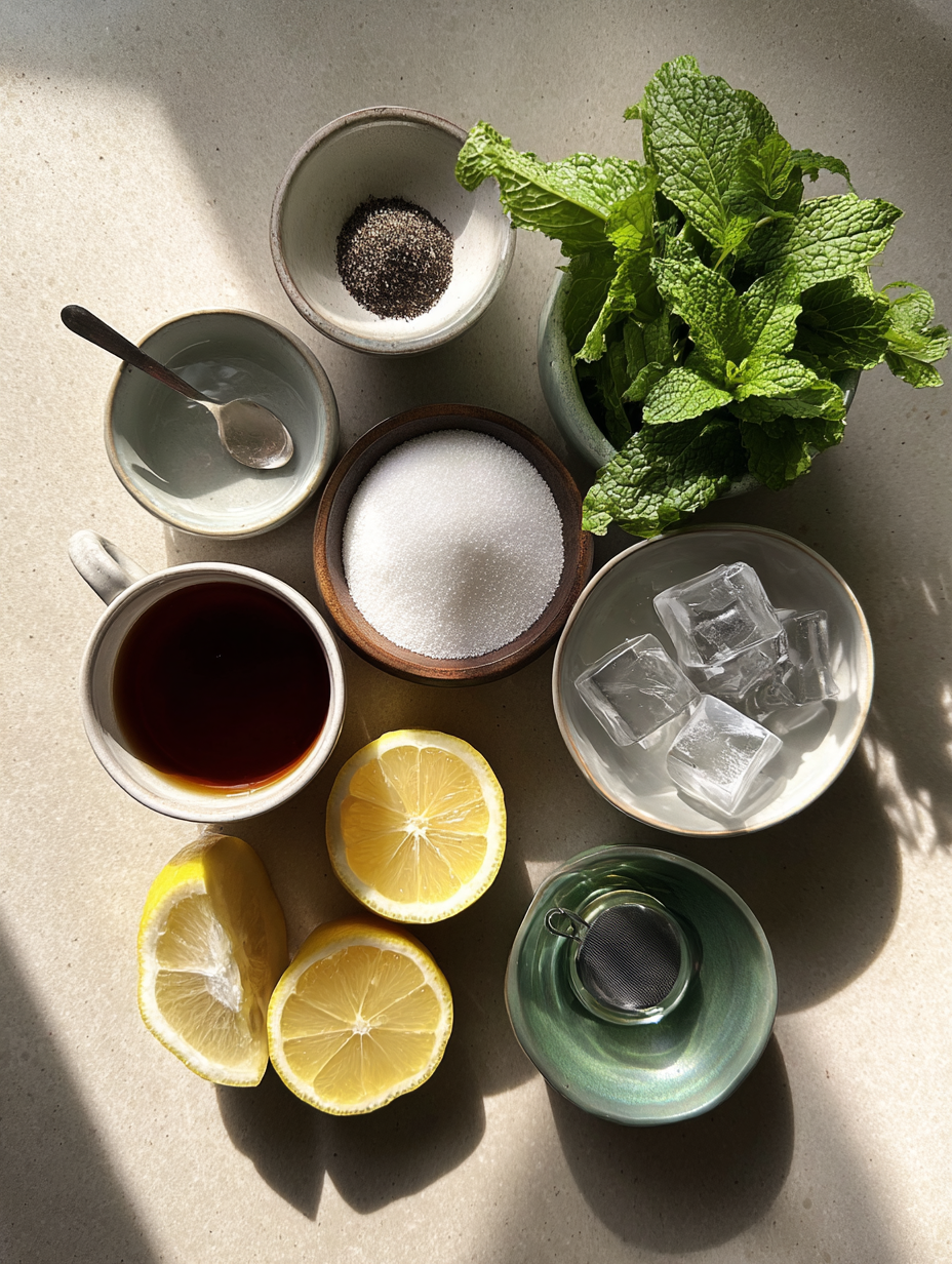 Ingredients for Iced Black Tea Recipe Strong Classic Drink