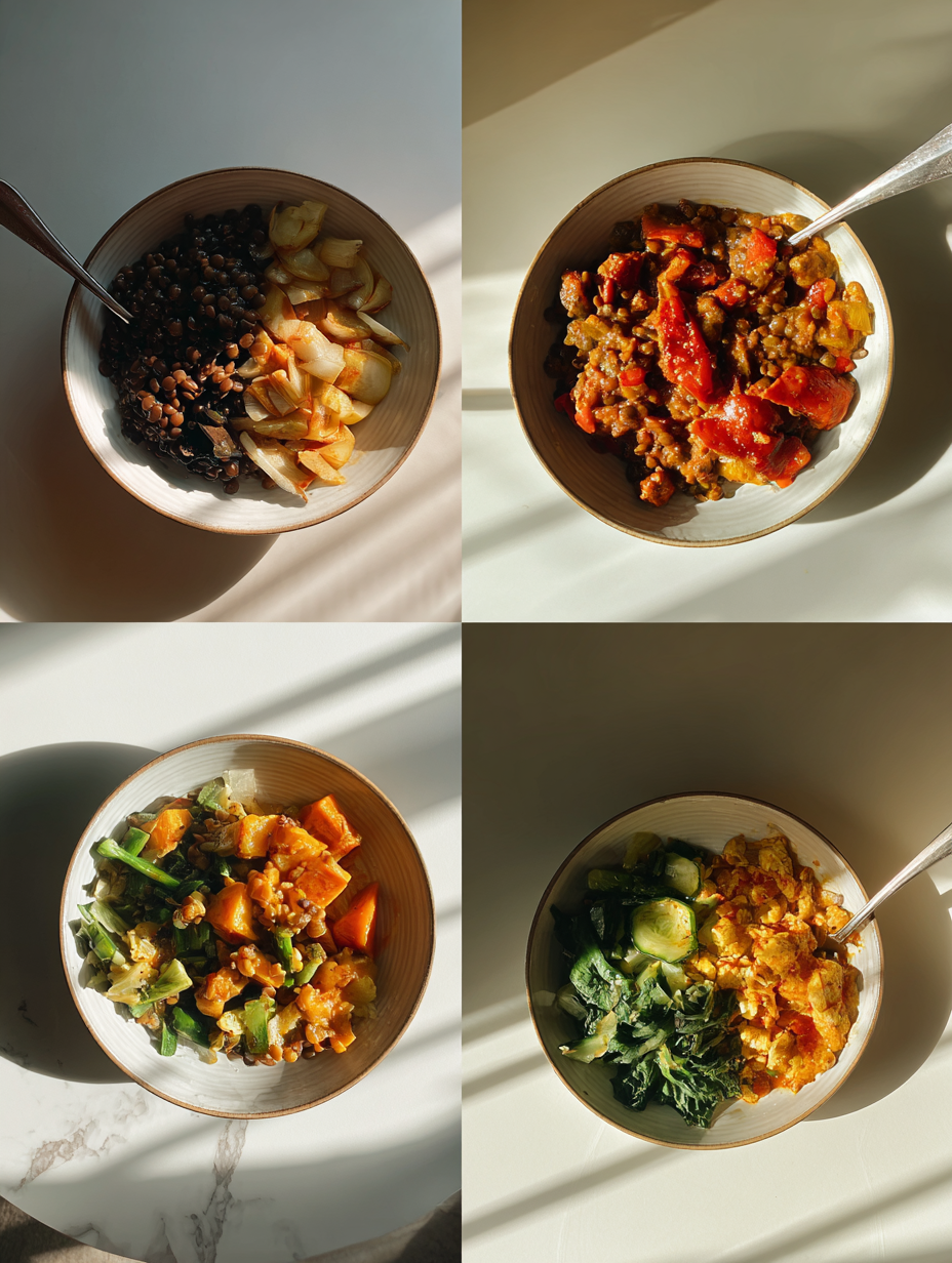 Steps for Protein-Rich Lentil  Veggie Stew