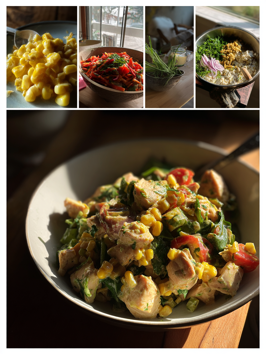 Steps for High Protein Chicken Street Corn Salad  Fresh  Creamy