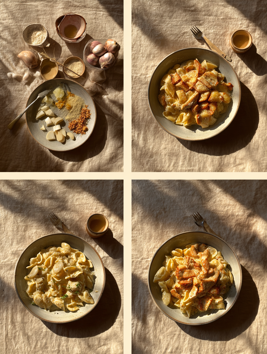 Steps for Garlic Parmesan Chicken Cream Pasta