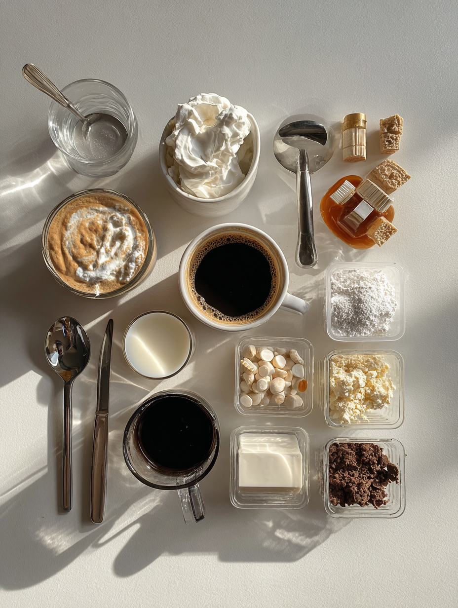 Ingredients for Iced White Chocolate Mocha Recipe A Creamy Coffee Delight