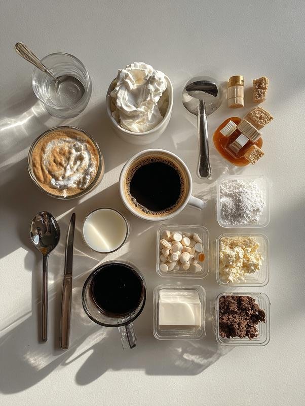 Ingredients for Iced White Chocolate Mocha Recipe A Creamy Coffee Delight