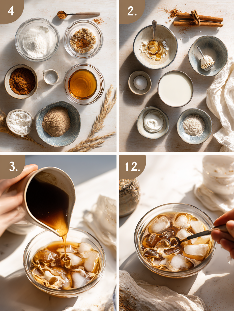Step by step instructions for Honey Cinnamon Iced Coffee Recipe A Refreshing Blend of Swee