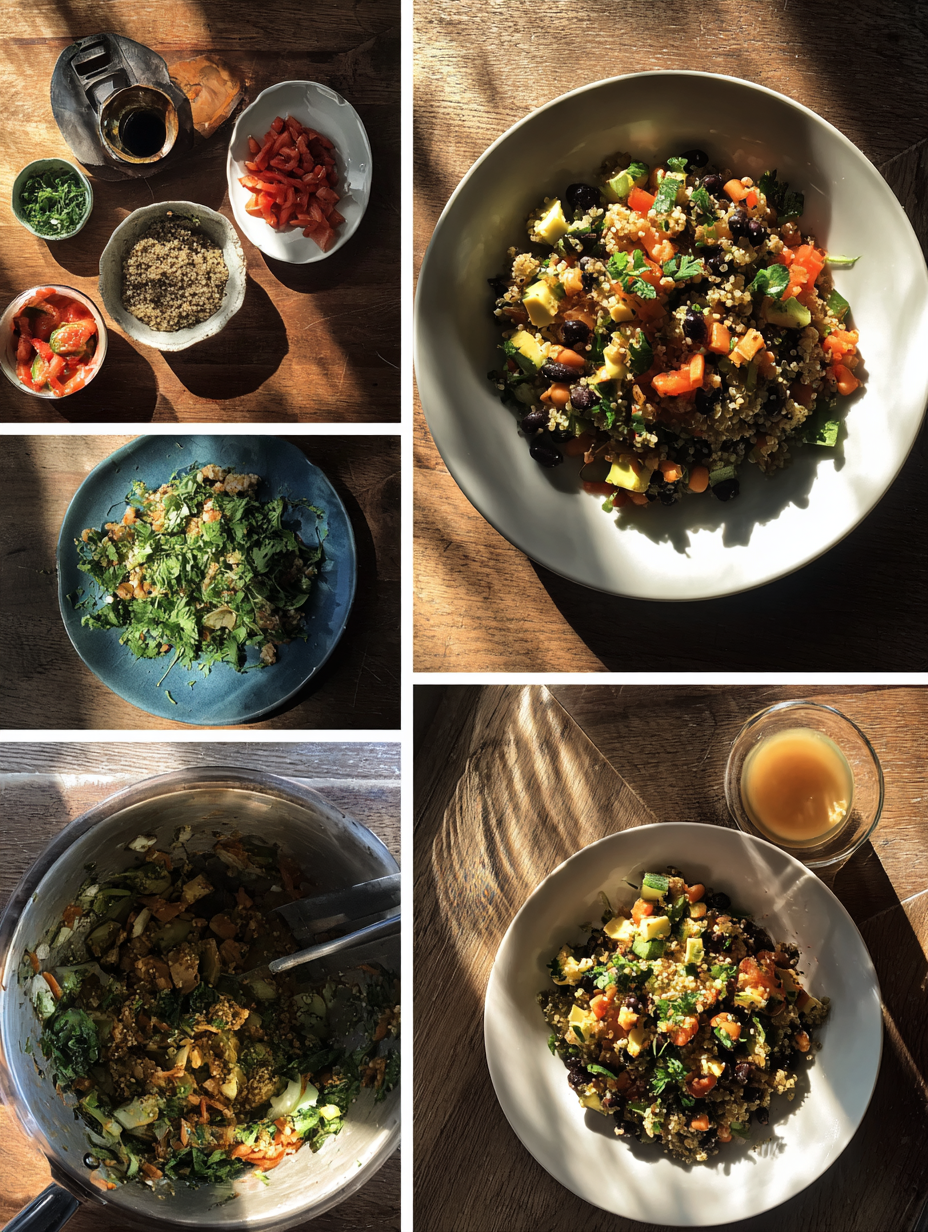 Steps for High-Protein Quinoa  Black Bean Salad