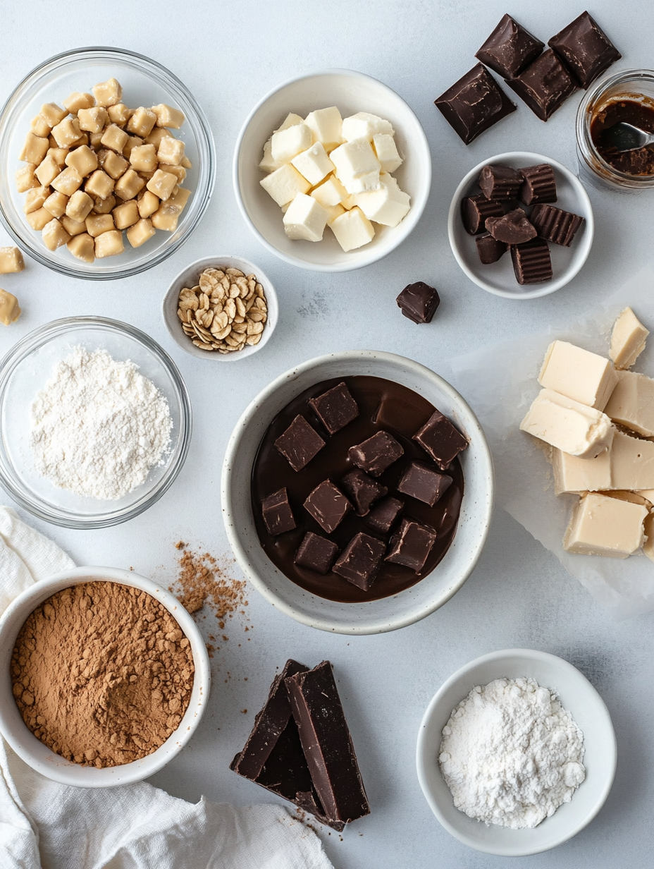 Ingredients for No Bake Peanut Butter Cup Cheesecake