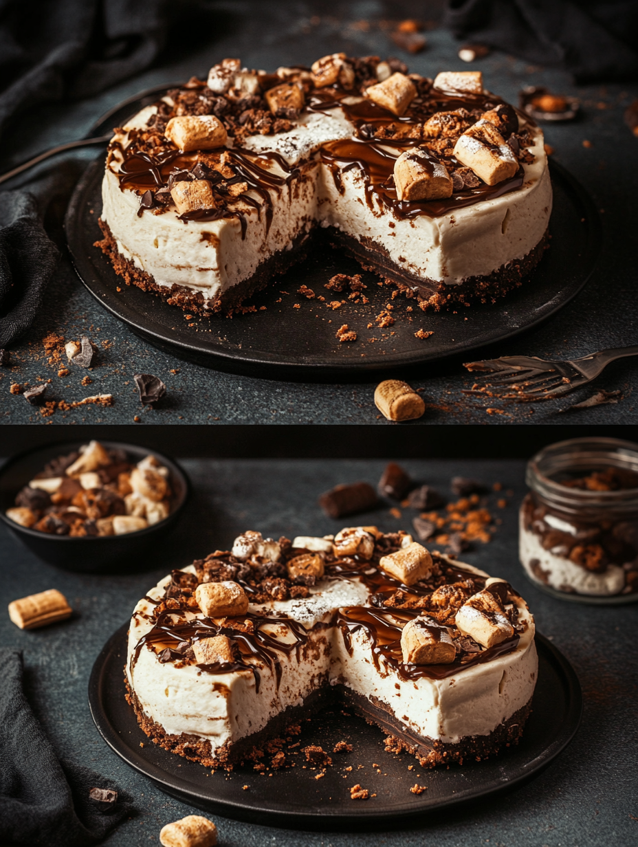 Steps for No Bake Smores Cheesecake