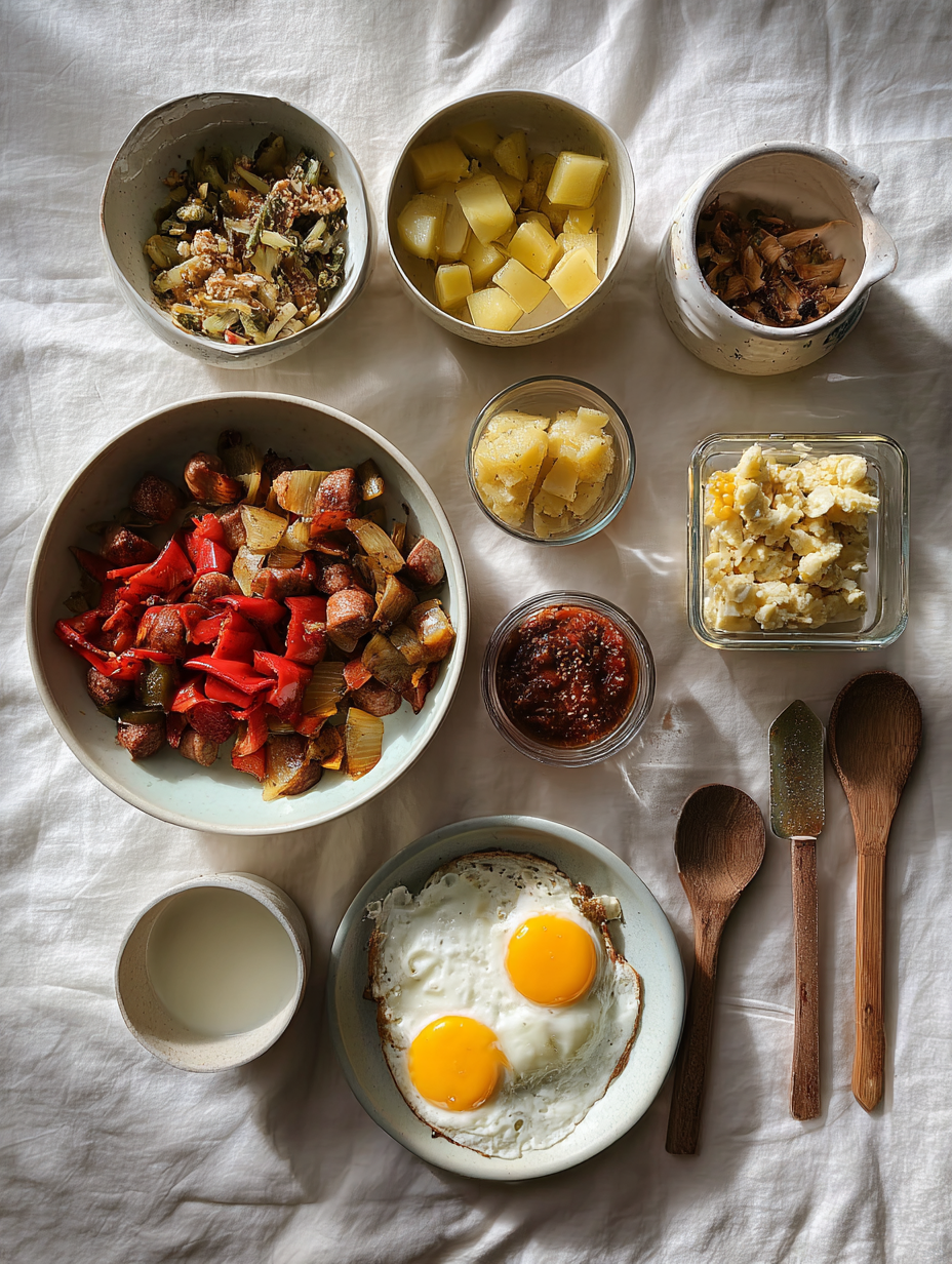 Ingredients for One Pan Sausage and Peppers