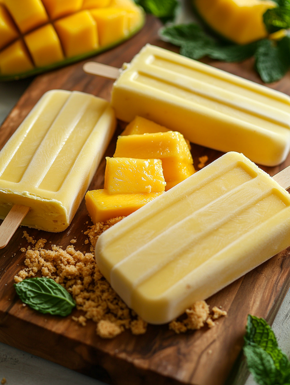 Mango Cheesecake Popsicles